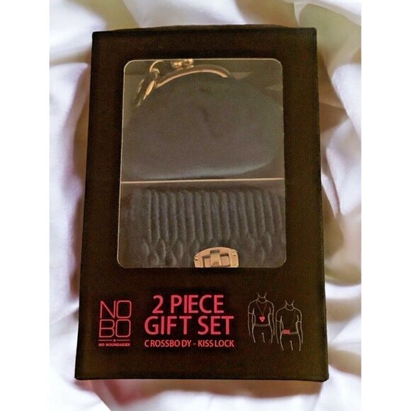 No Boundaries Crossbody Bag Kisslock Purse 2PC Set Blue Gold Silver Hardware - Picture 3 of 11